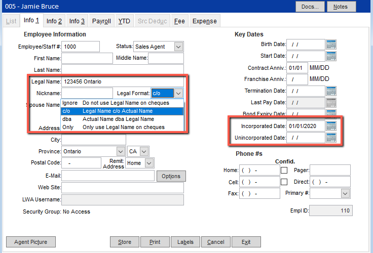 Set up tax slips for an incorporated agent (Back Office)