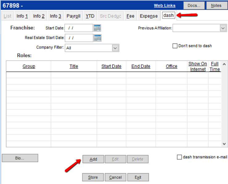 Set up dash agent sales and nonsales positions (Back Office)
