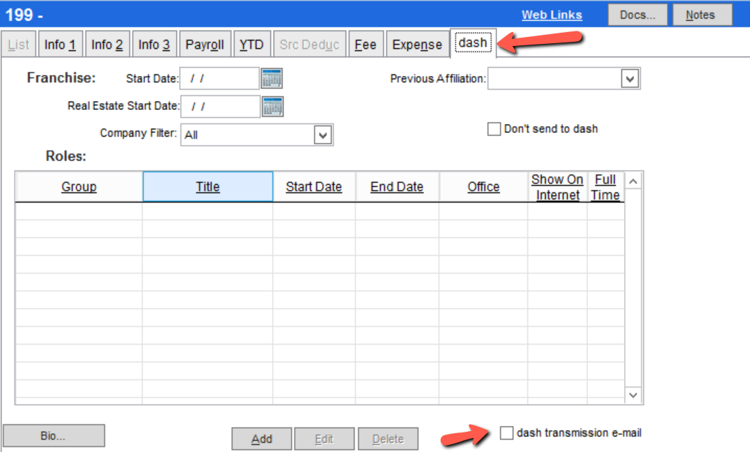 Set up email notifications regarding transmissions to dash (Back Office)