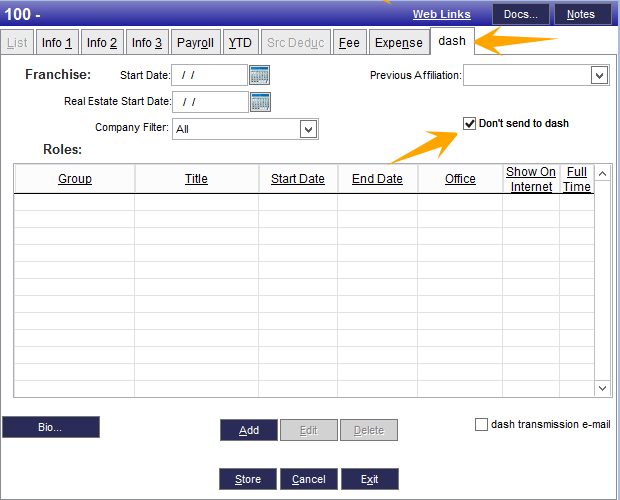 Connect an existing dash profile to a Back Office profile
