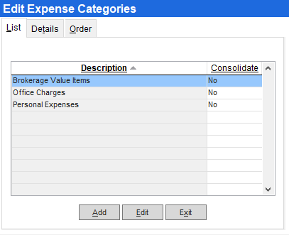 Add, edit, or delete an expense category (Back Office)