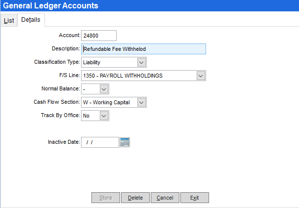 Set Up Refundable Fees Back Office
