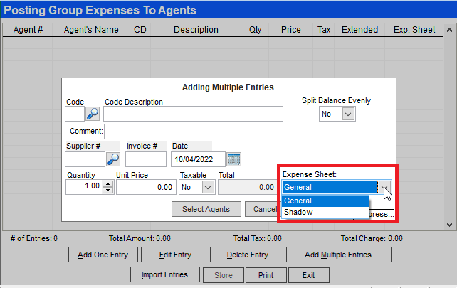 Set up expense sheets (Back Office)