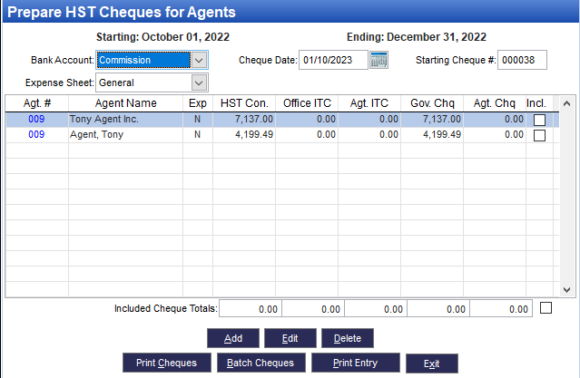Issue agent commission payments (Back Office)