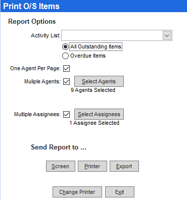 Print outstanding items in an activity list (Back Office)