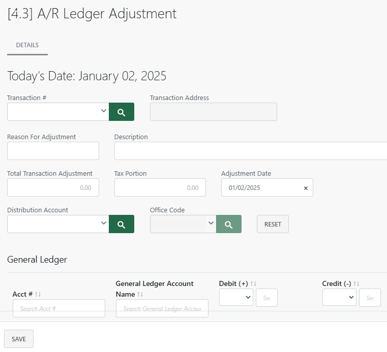 Fix accounts receivable on a sub-transaction (new Back Office)