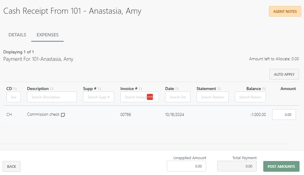 Manage payments from agents (new Back Office)