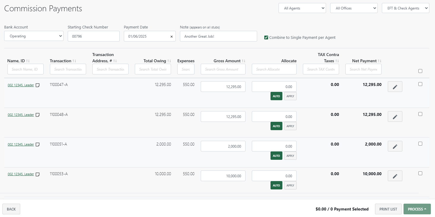 Deduct agent expenses when issuing a payment (new Back Office)