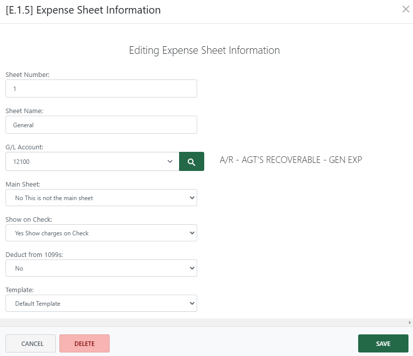 Set up expense sheets (new Back Office)