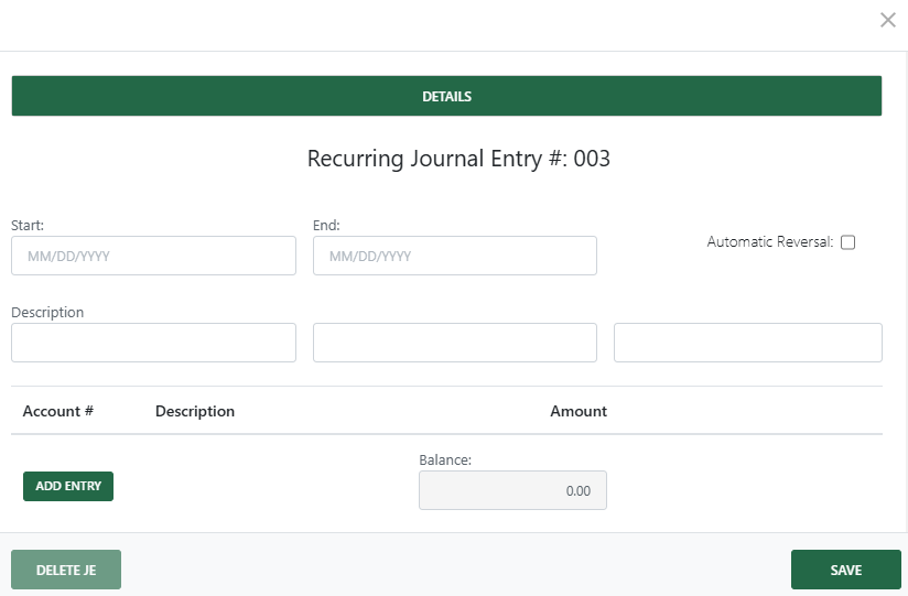 Post a recurring journal entry (new Back Office)