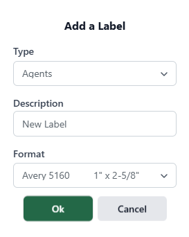 Create a mailing label (new Back Office)