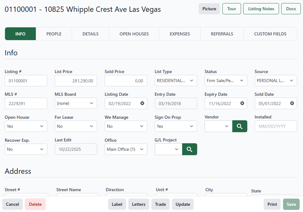 Sample Mls About listings and transactions (new Back Office)