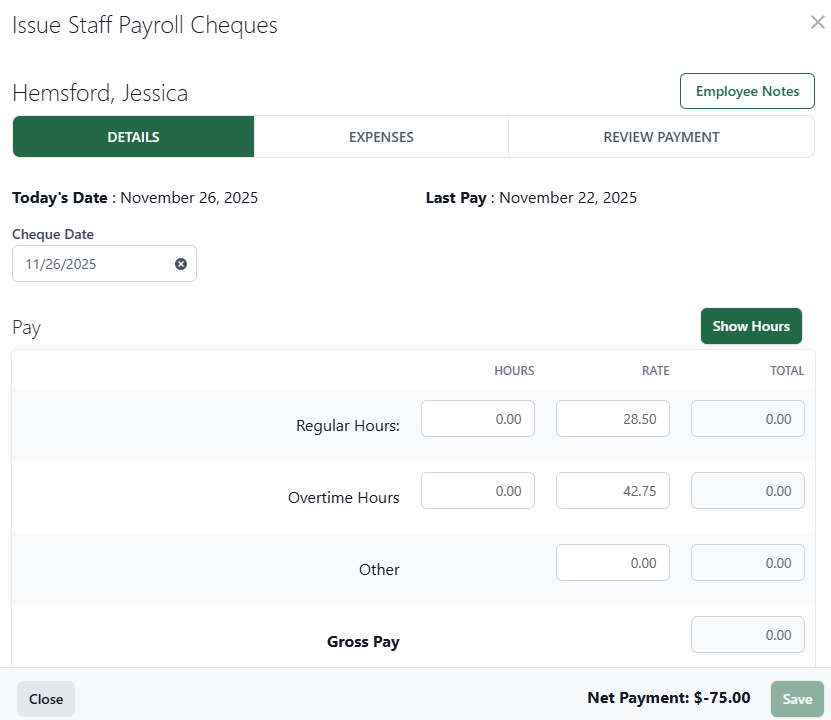Process one-time taxable benefits for staff members [CAN] (new Back Office)