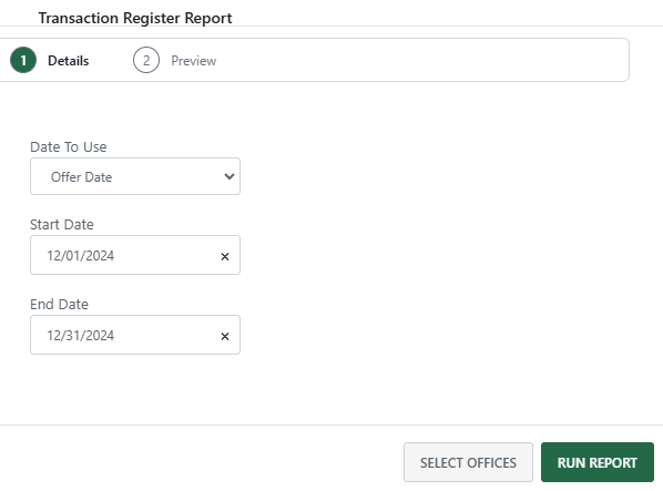 Generate a Transaction Register report (new Back Office)