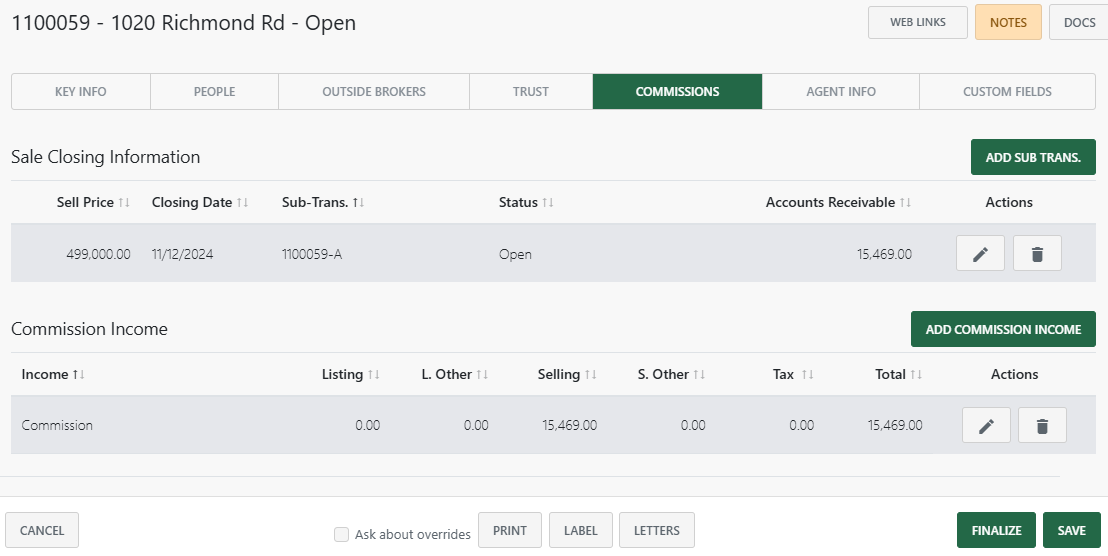 Create a transaction (new Back Office)