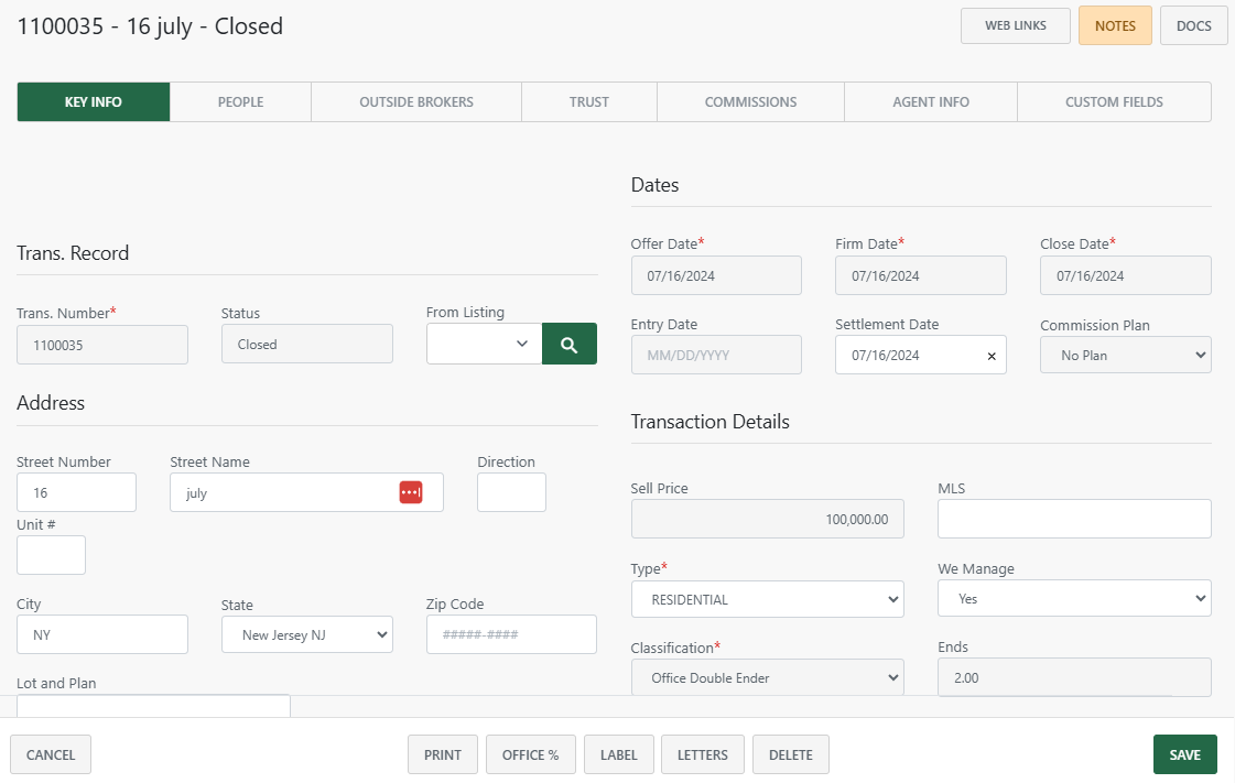 About listings and transactions (new Back Office)