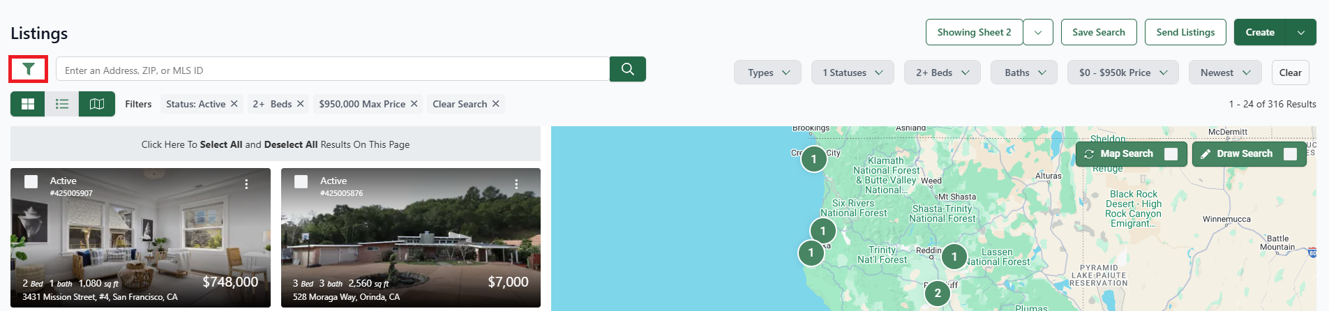 Search and share listings (Front Office)