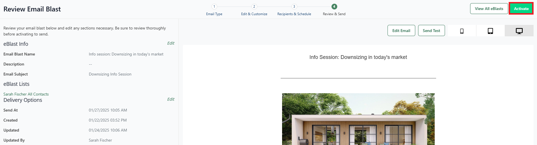 Create an eBlast (Front Office)