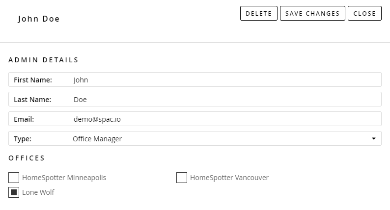 Add or delete an admin from your brokerage account (Spacio)