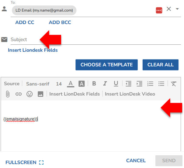 Send an email (LionDesk)