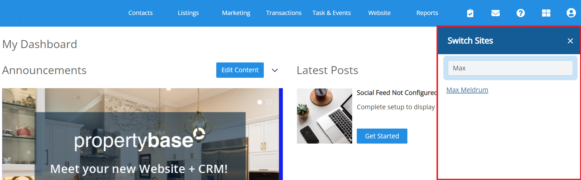 Switch sites (Propertybase GO)