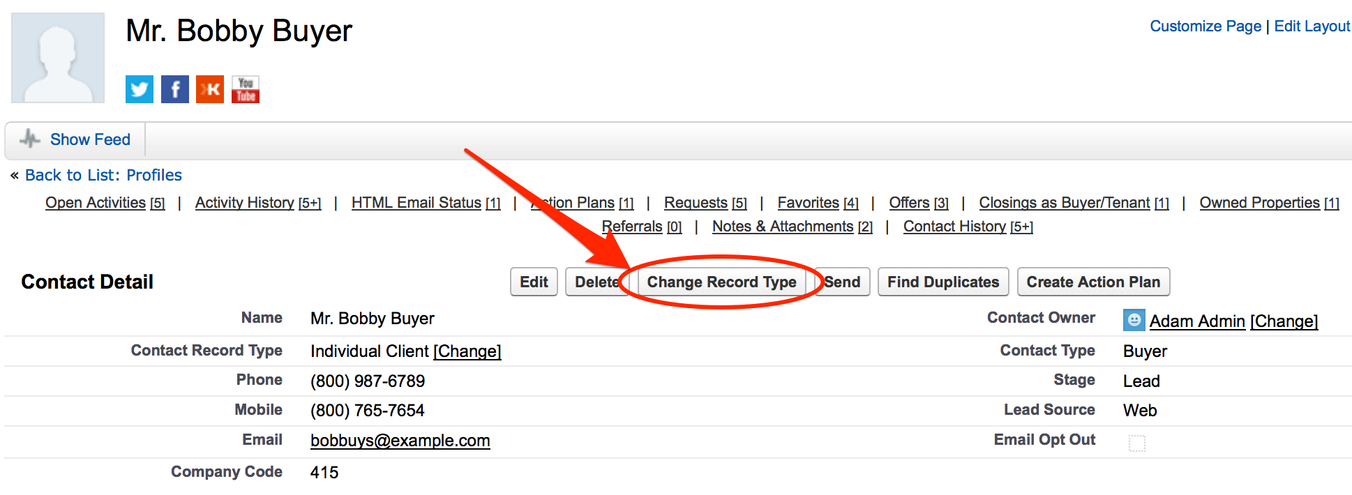 Change contact record types (Propertybase Salesforce Edition)