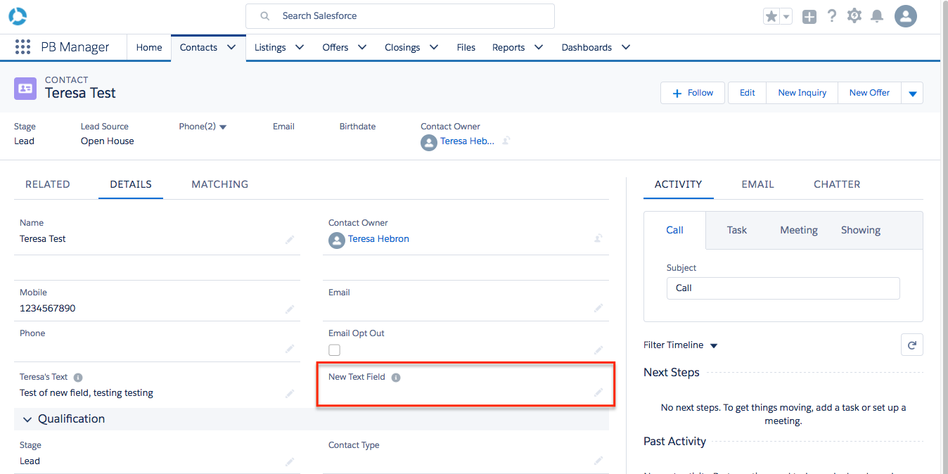 Salesforce Contact Layout Example Create fields and edit page layouts (lightning) (Propertybase ...