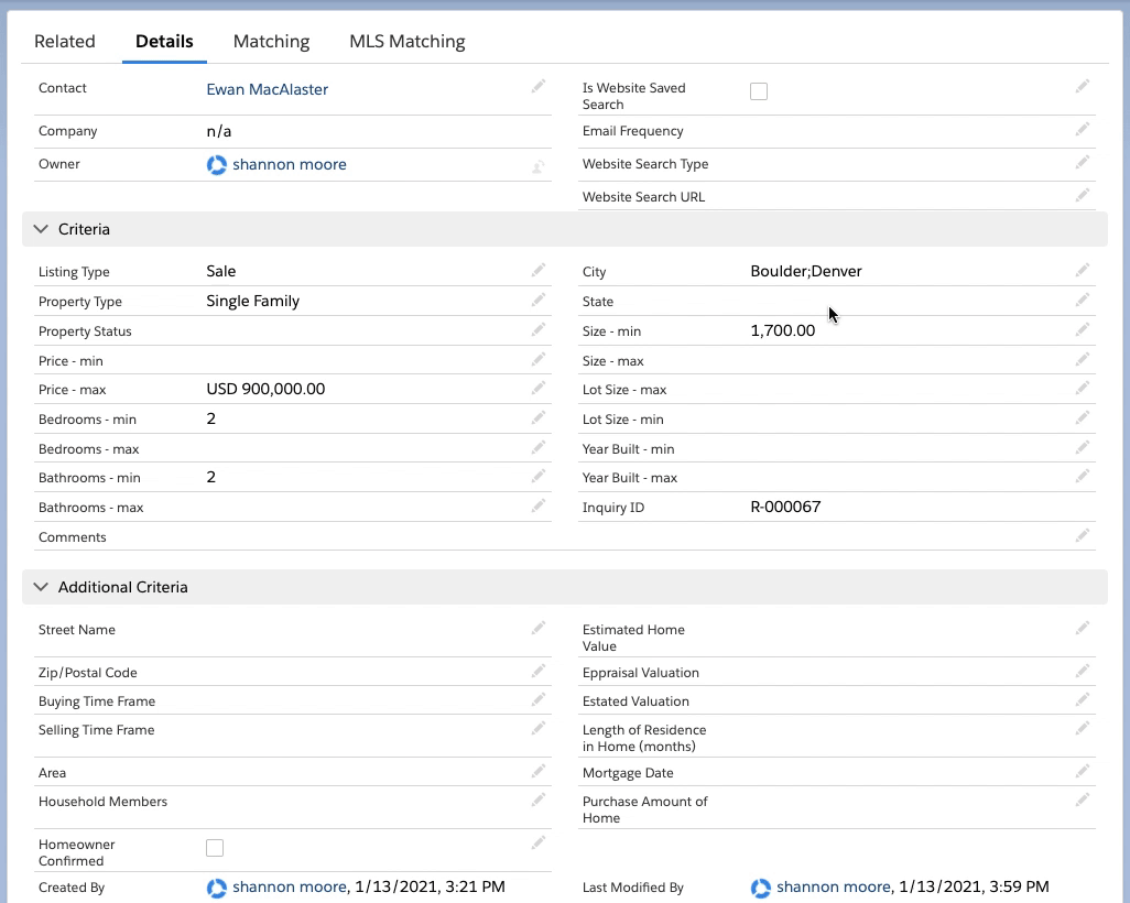 How to use matching (Propertybase Salesforce Edition)
