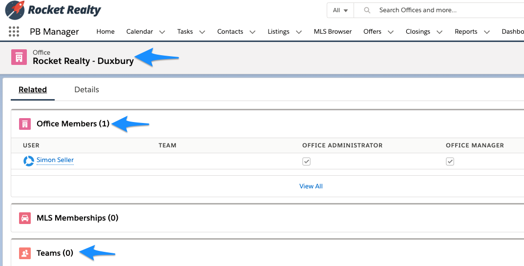 Use teams and offices (Propertybase Salesforce Edition)