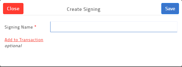 Create signing popup.