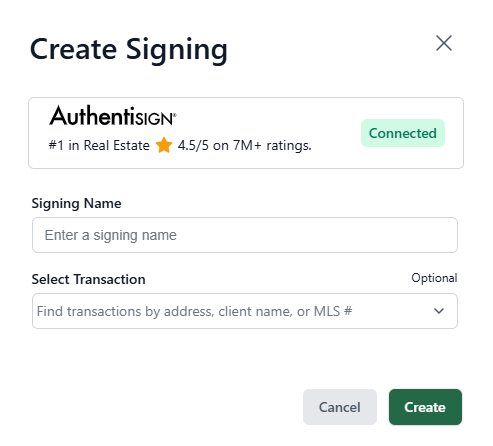 Create a standalone signing (Authentisign for Transact)