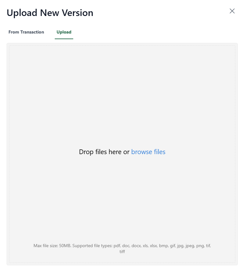 Upload a new version of a document (Transact)