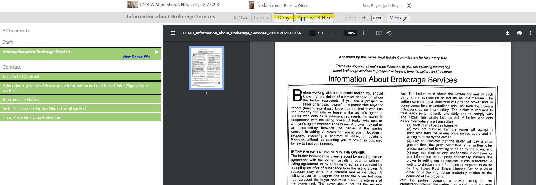 Review a transaction (Workspace)