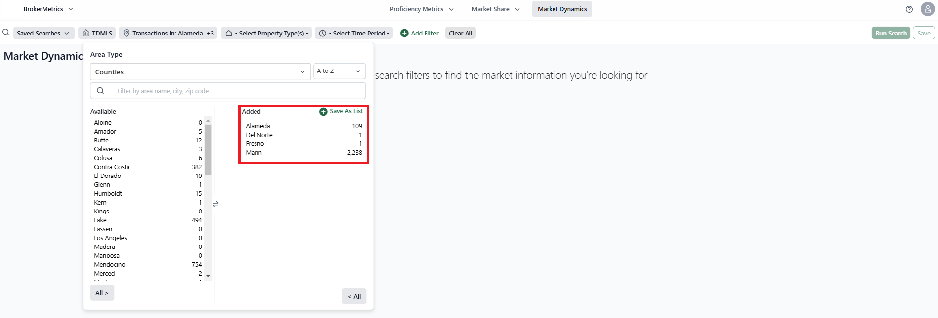 Identify changes to market conditions over time (BrokerMetrics)